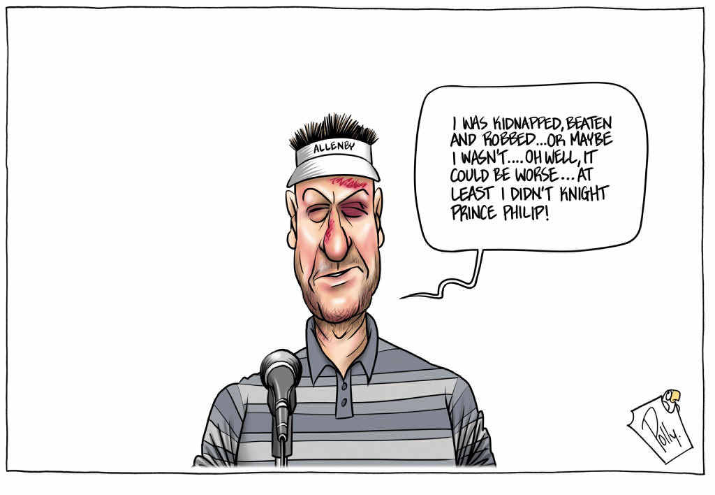 John “Polly” Farmer’s cartoon of golfer Robert Allenby ticked all the boxes for judges in the sports section. John “Polly” Farmer’s cartoon of golfer Robert Allenby ticked all the boxes for judges in the sports section.